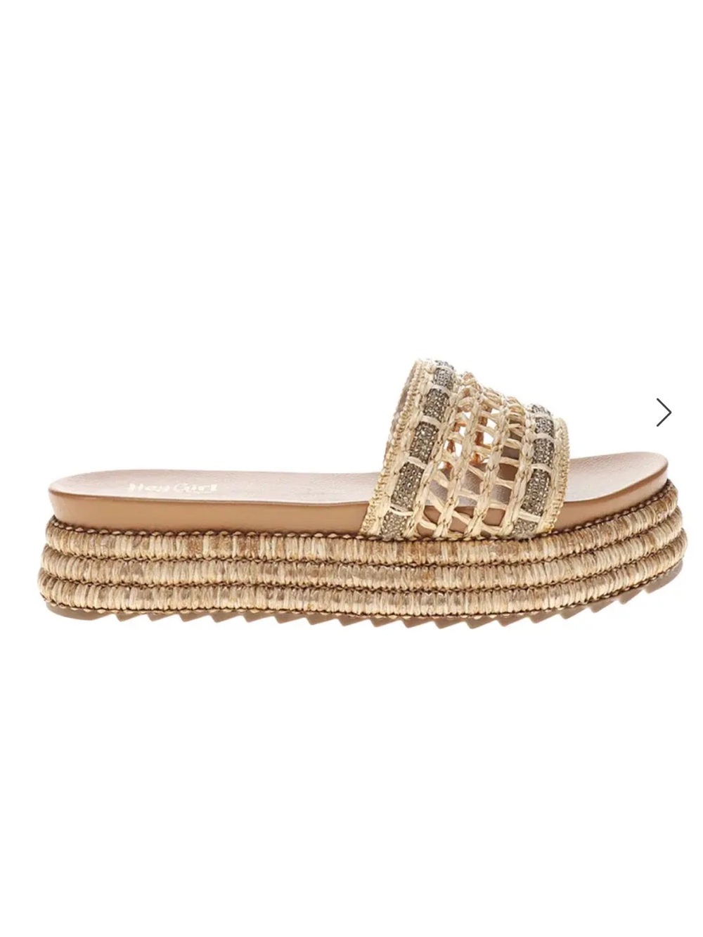 Hey Girl by Corkys Footwear Hangover Raffia Platform Slides / Sandals Size 11
